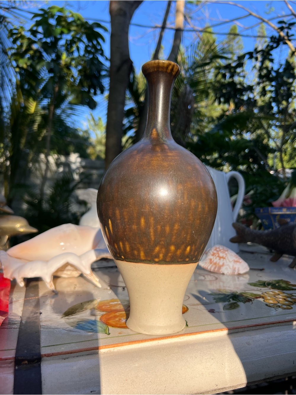 Artisan Museum Quality Signed Glazed Ceramic Bud Vase see bottom chippy